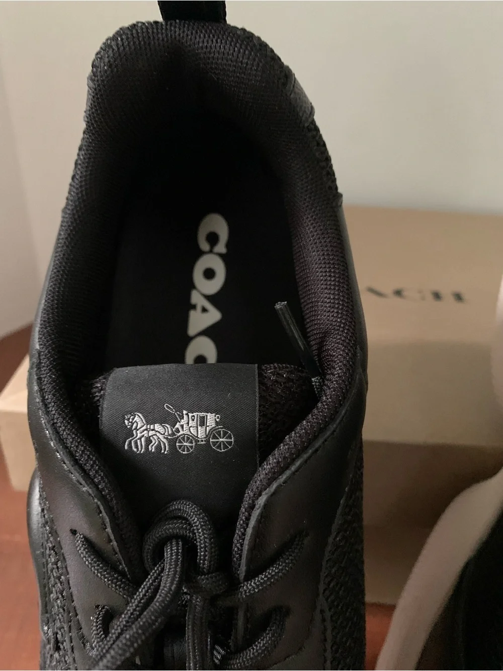 Coach Strider Black Leather Men's Low Top Sneakers (CY250) New with box Size 12